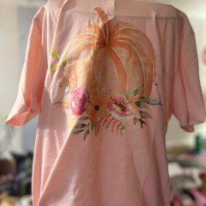 Pink Pumpkin Floral Graphic T-Shirt